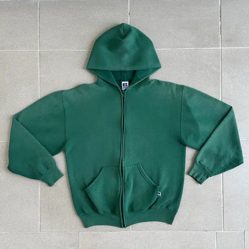 [BUNJANG] Russell Athletic 90s Vintage Green USA Made Hoodie (M) / 90s 빈티지 러셀 후드집업 그린 M USA