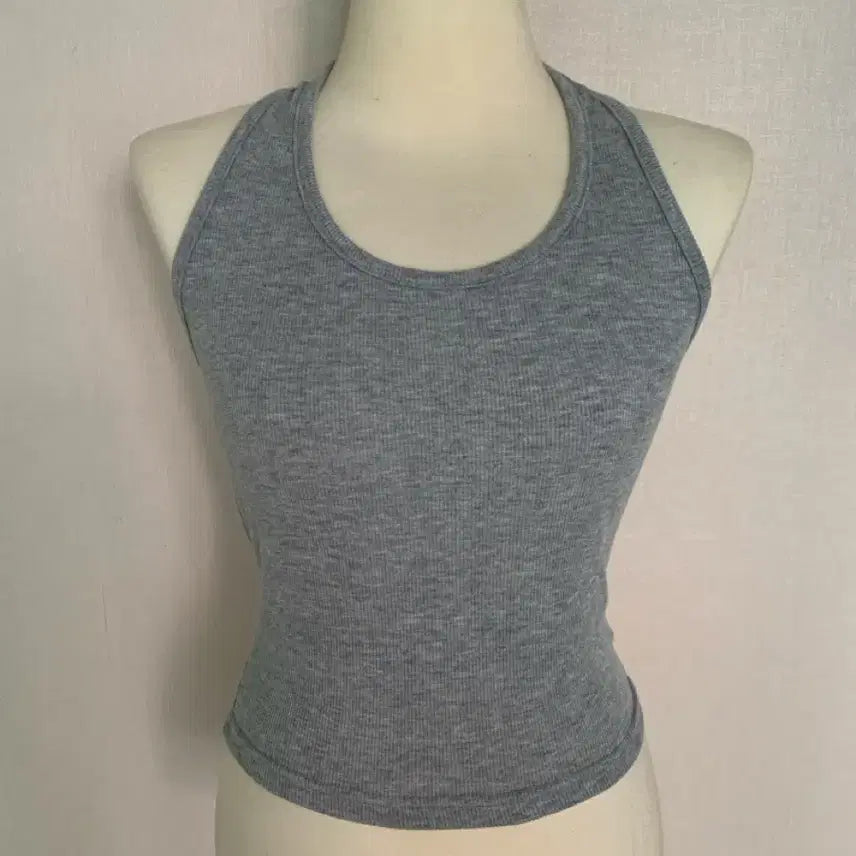 [BUNJANG] Ribbed Halter Tank Top / 그레이 골지 홀터 나시