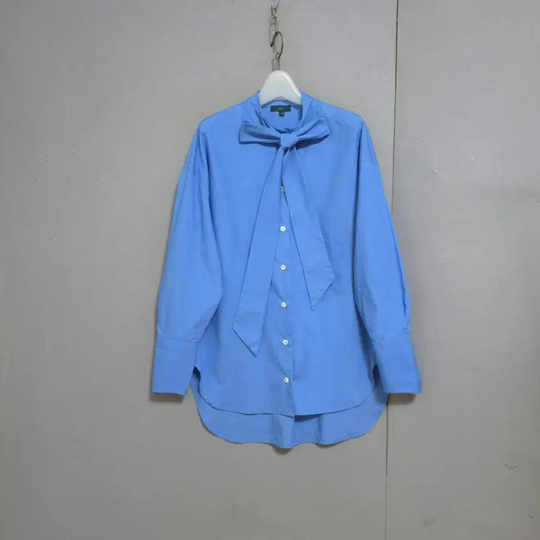 [BUNJANG] Zijia Blue Tie Blouse 38 / 제지아 블루타이 블라우스 38  n7011