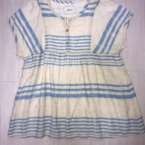 [BUNJANG] Vintage Mori Girl Striped Blouse / 빈티지 모리걸 스트라이프 블라우스