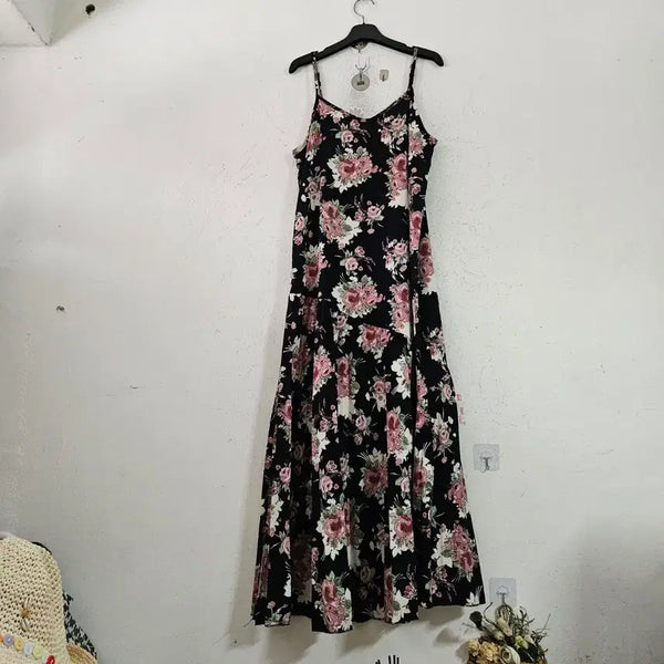 [BUNJANG] Floral Sleeveless Long Dress / 플로럴 민소매 롱 원피스