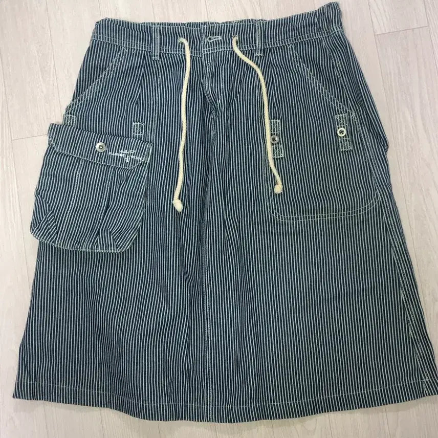 [BUNJANG] Vintage Striped Denim Midi Skirt / 빈티지 스트라이프 데님 미디스커트