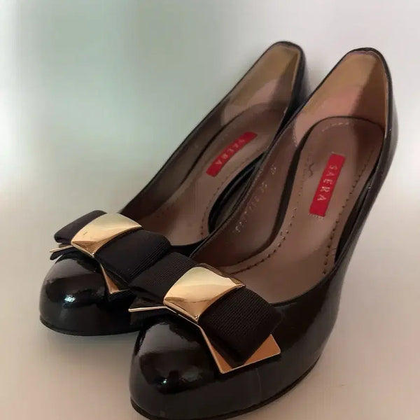 [BUNJANG] Sera Black Ribbon Pumps Heels (230/35) / 세라 블랙 리본 펌프스 힐 230(35)