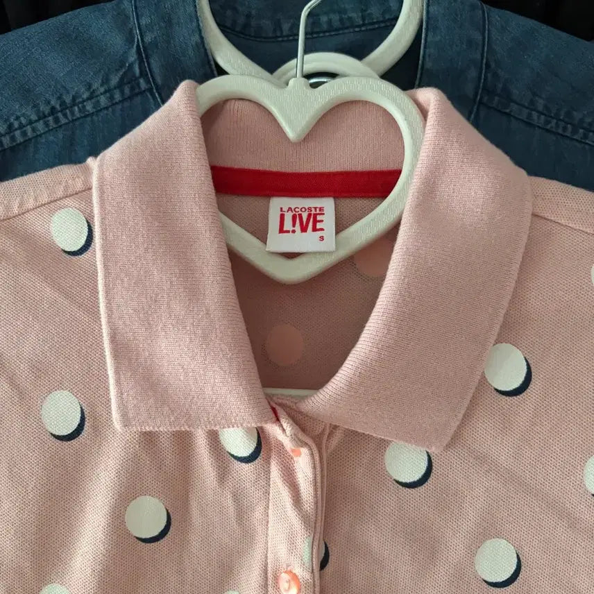 [BUNJANG] Lacoste Pink Polka Dot Collar Dress Size S / 라코스테 핑크 도트 카라 원피스 S