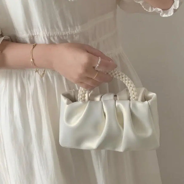 [BUNJANG] High-End Satin Pearl Handbag Two-Way Shoulder Mini Bag Party Look / 고급 새틴 펄진주 핸드백 펄감 투웨이 숄더백 미니백 파티룩