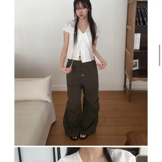 [BUNJANG] TILT NORTON Panel Button Wide Pants / 틸트 노튼 절개 버튼 와이드 팬츠