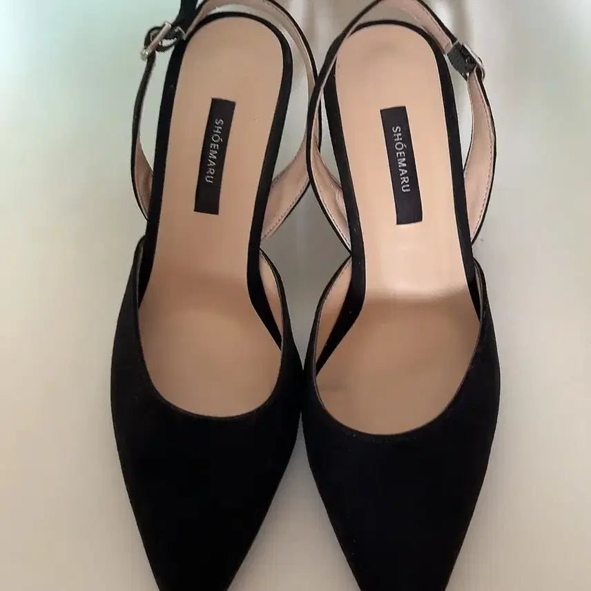 [BUNJANG] Shumaro Black Suede Slingback Heels (230) / 슈마루 블랙 스웨이드 슬링백 힐 230