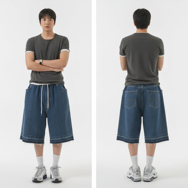 [BUNJANG] Bermuda Stonewashing Denim Pants (Medium Blue) / 새제품) 버뮤다 스톤워싱 데님팬츠 중청