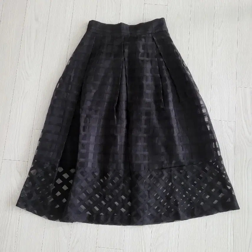 [BUNJANG] Une Checkered Chiffon Long Skirt / 윈(une) 체크무늬 쉬폰 롱 스커트