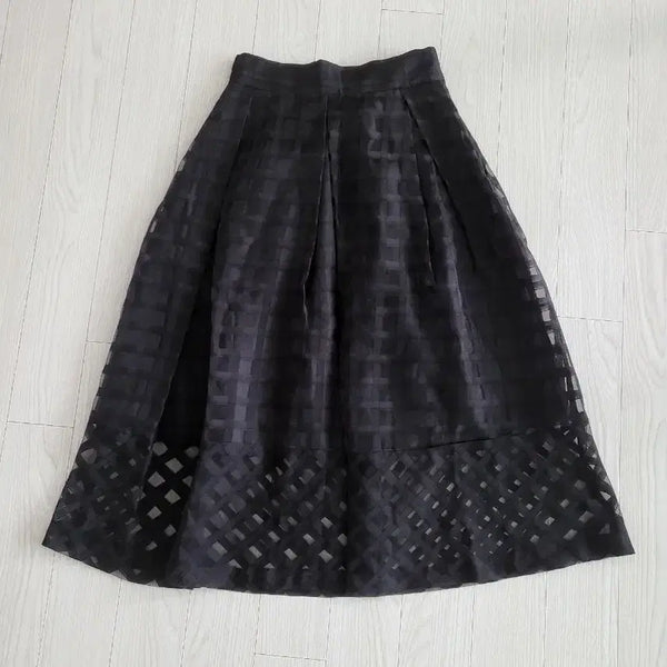 [BUNJANG] Une Checkered Chiffon Long Skirt / 윈(une) 체크무늬 쉬폰 롱 스커트