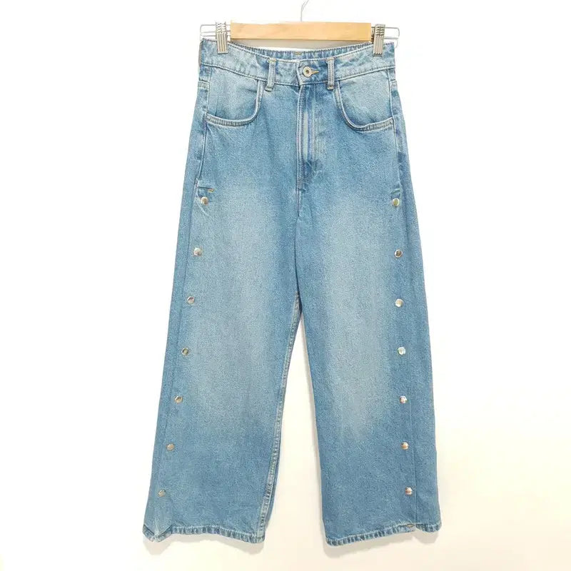 [BUNJANG] Zara Side Button Wide Denim Pants / 자라 사이드 버튼 와이드 데님 팬츠 22_M3113