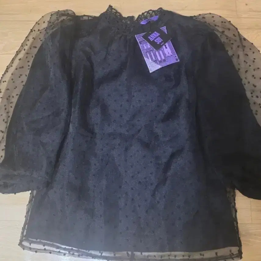 [BUNJANG] Anna Sui Dot See-Through Puff Sleeve Blouse / 안나수이 도트 시스루 퍼프 소매 블라우스 시스루90.55.5만8천원