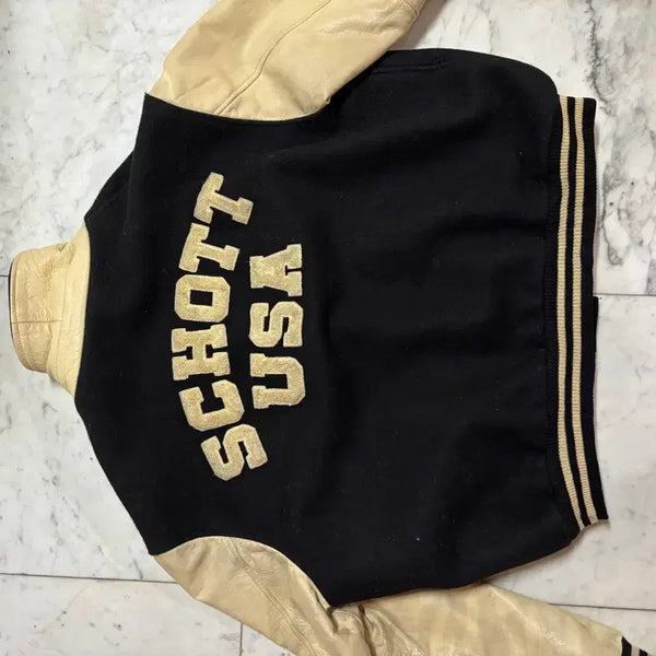 [BUNJANG] Schott USA Leather Sleeve Jacket / Schott자켓