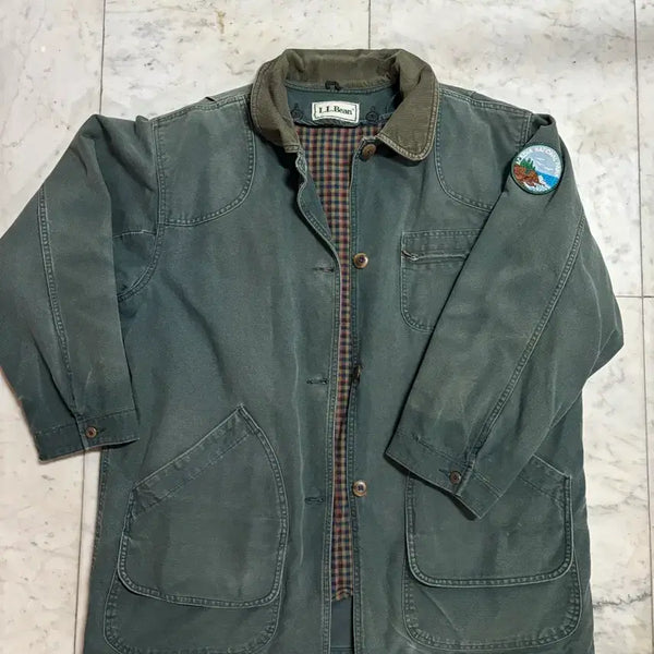 [BUNJANG] L.L.Bean Hunting Jacket Corduroy Green Check Lined / L.L.Bean 헌팅자켓