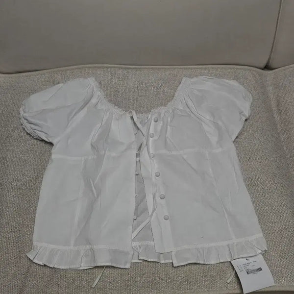 [BUNJANG] White Puff Sleeve Blouse / 택o 새상품) 화이트 퍼프 블라우스
