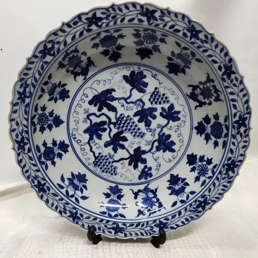 [BUNJANG] Blue and White Porcelain Large Serving Platter / 청화백자 중국도자기 큰그릇 대반 접시