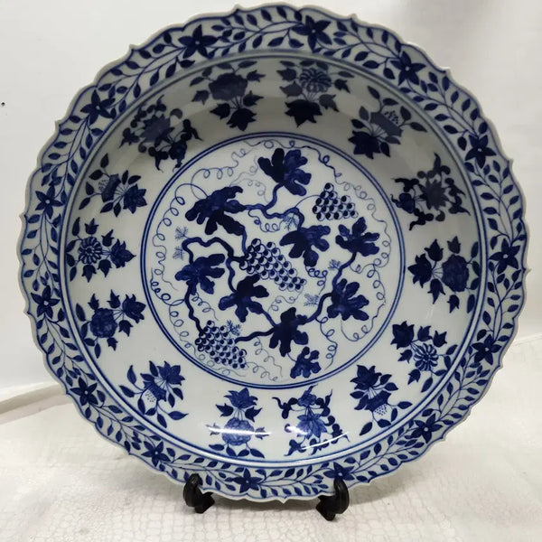 [BUNJANG] Blue and White Porcelain Large Serving Platter / 청화백자 중국도자기 큰그릇 대반 접시