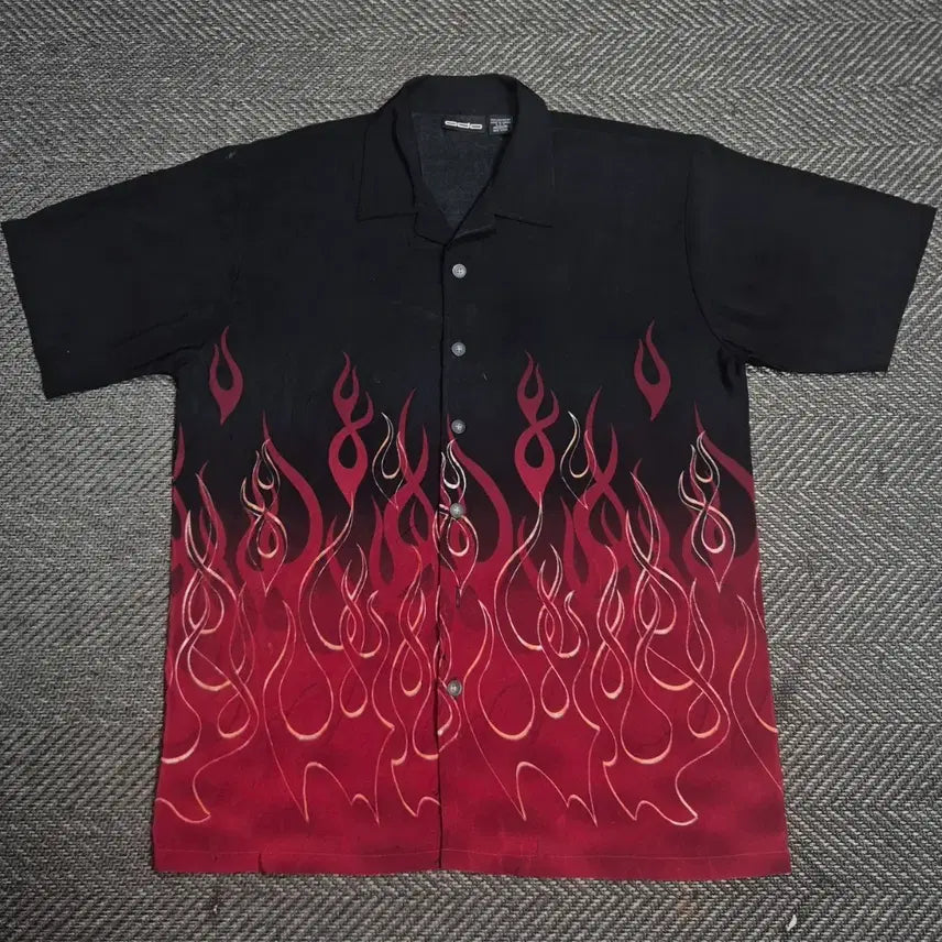 [BUNJANG] Red Flame Bowling Shirt / [M]레드 플레임 볼링셔츠-A408