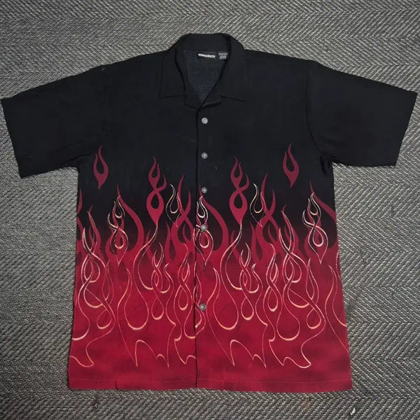 [BUNJANG] Red Flame Bowling Shirt / [M]레드 플레임 볼링셔츠-A408