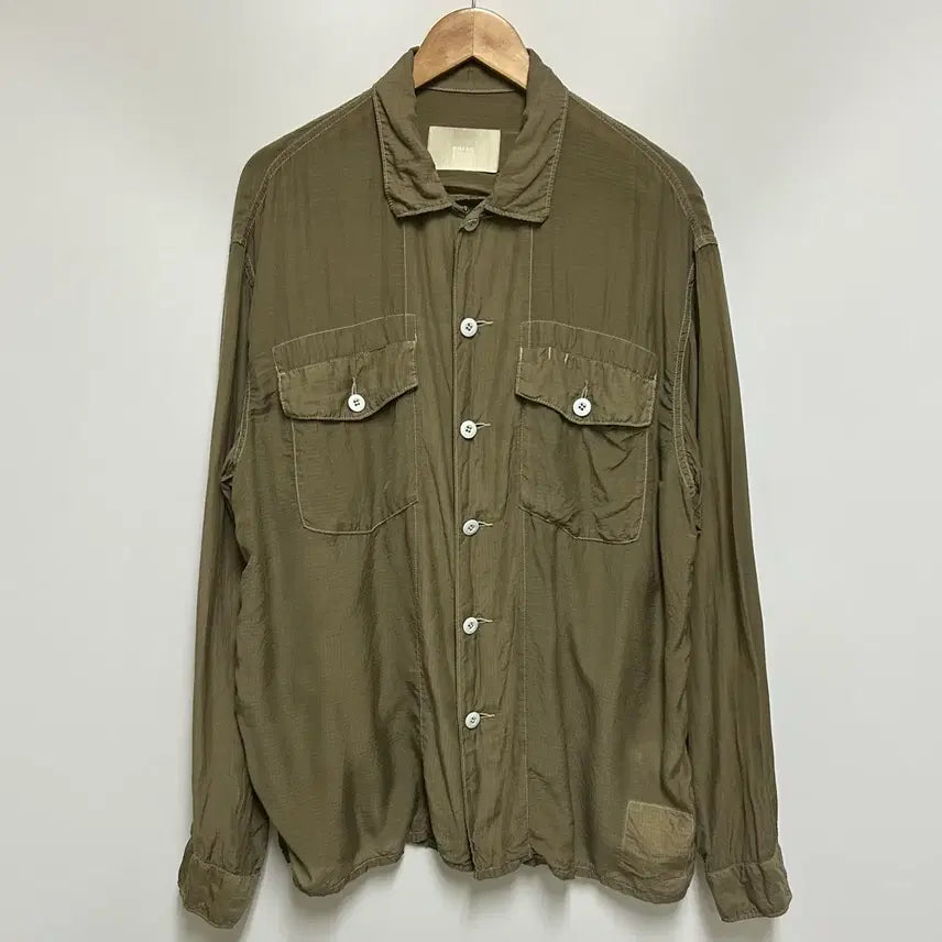 [BUNJANG] INNAT Men's Cupro 100% Khaki Dye Shirt (Oversized Fit) / [남자-105]INNAT 인앳 남성 폼그라내이트 다잉 셔츠
