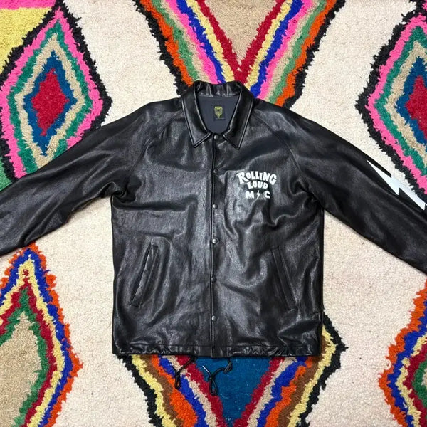 [BUNJANG] Blackout Rolling Loud Leather Coach Jacket / (S)블랙아웃 롤링라우드 레더 코치자켓