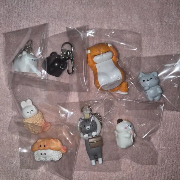 [BUNJANG] Cat Figure Keychain Set (7 Types) / 고양이 피규어 키링 7종 세트