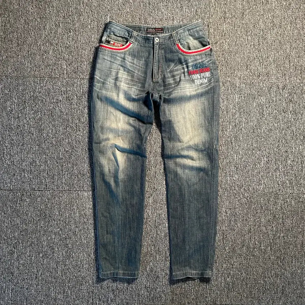[BUNJANG] Fubu Embroidered Logo Vintage Denim Pants / 후부 자수로고 빈티지 데님 팬츠