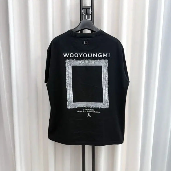[BUNJANG] Wooyoungmi Back Logo Short Sleeve T-Shirt Black / [52] 우영미 프레임 백로고 반팔 블랙