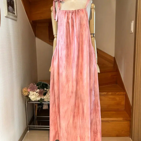[BUNJANG] Pink Spaghetti Strap Maxi Dress / 끈 나시 롱 원피스 핑크