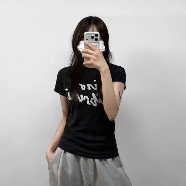 [BUNJANG] Maison Kitsuné Handwriting T-Shirt Navy / 메종키츠네 핸드라이팅 반팔티 네이비