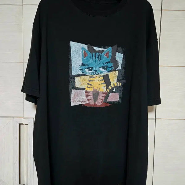[BUNJANG] Roompacker Black Cat Graphic T-Shirt / 룸패커 블랙 고양이  반팔티