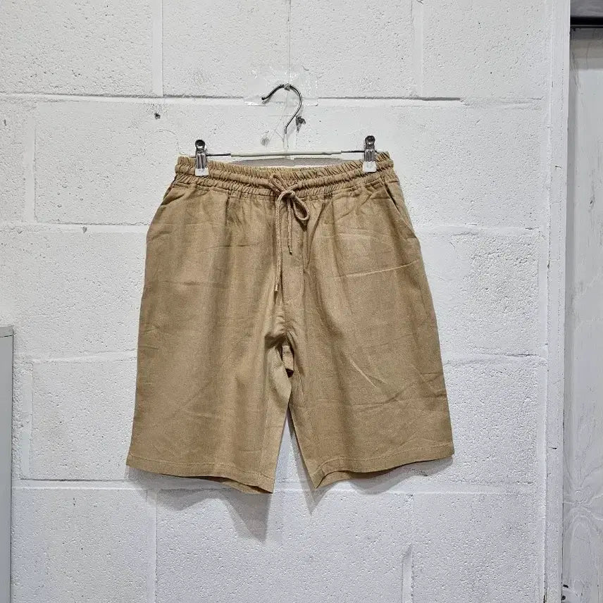 [BUNJANG] Linen Waist Banding Shorts - Beige / 린넨 허리밴딩 반바지- 베이지