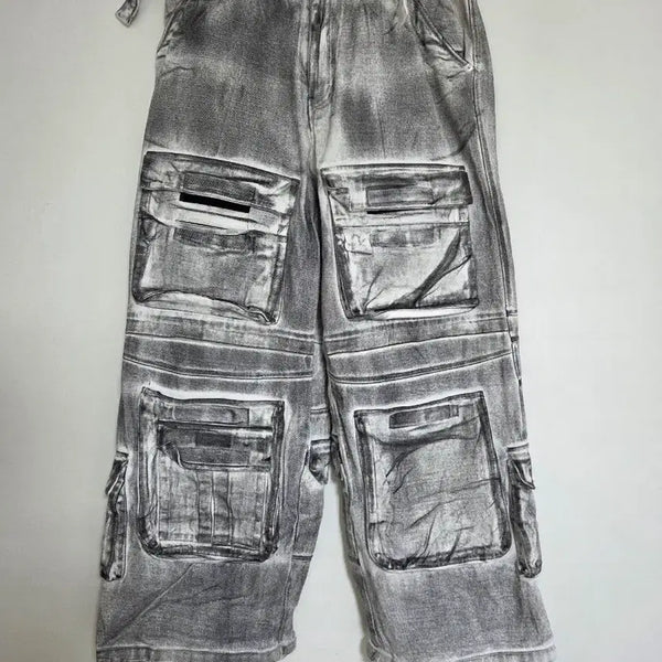 [BUNJANG] Projectgr Painted Denim Cargo Pants / 프로젝트gr 페인티드 데님 카고팬츠