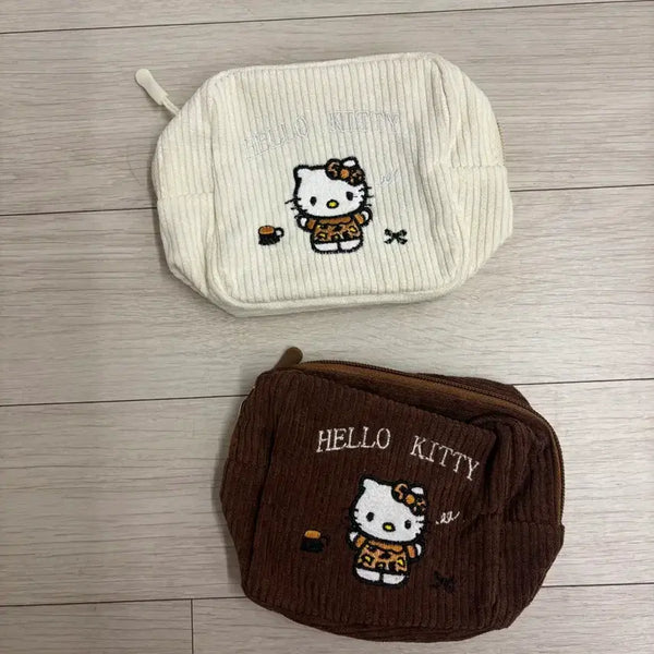 [BUNJANG] Hello Kitty Corduroy Pouch Set / 새상품 코듀로이 사각 골덴 파우치