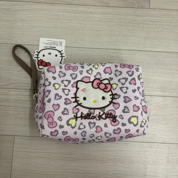[BUNJANG] Hello Kitty Leopard Print Pouch with Handle / 새상품 헬로키티 호피 레오파드 손잡이 파우치