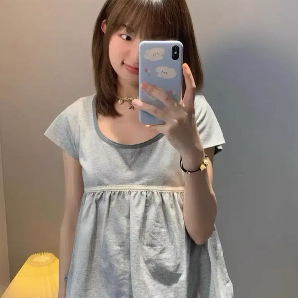 [BUNJANG] KOSEIO Lace Balloon T-Shirt / 코이세이오 레이스 벌룬 티셔츠