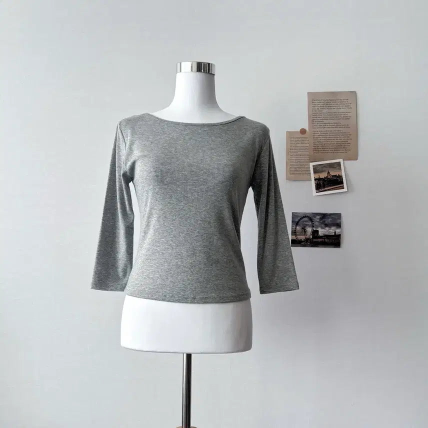 [BUNJANG] Slim Boatneck 7/10 Sleeve T-Shirt / 슬림 보트넥 7부 티셔츠 (새상품)