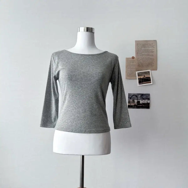 [BUNJANG] Slim Boatneck 7/10 Sleeve T-Shirt / 슬림 보트넥 7부 티셔츠 (새상품)