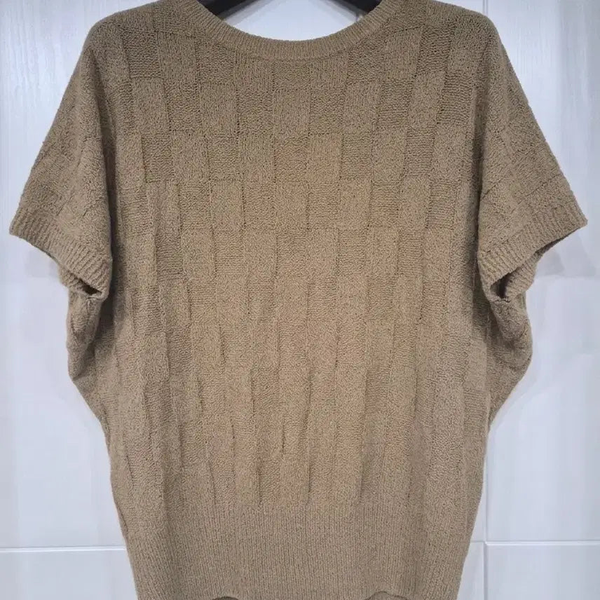 [BUNJANG] Max Studio Checkerboard Knit Short Sleeve Top / 니트 베이지 반팔