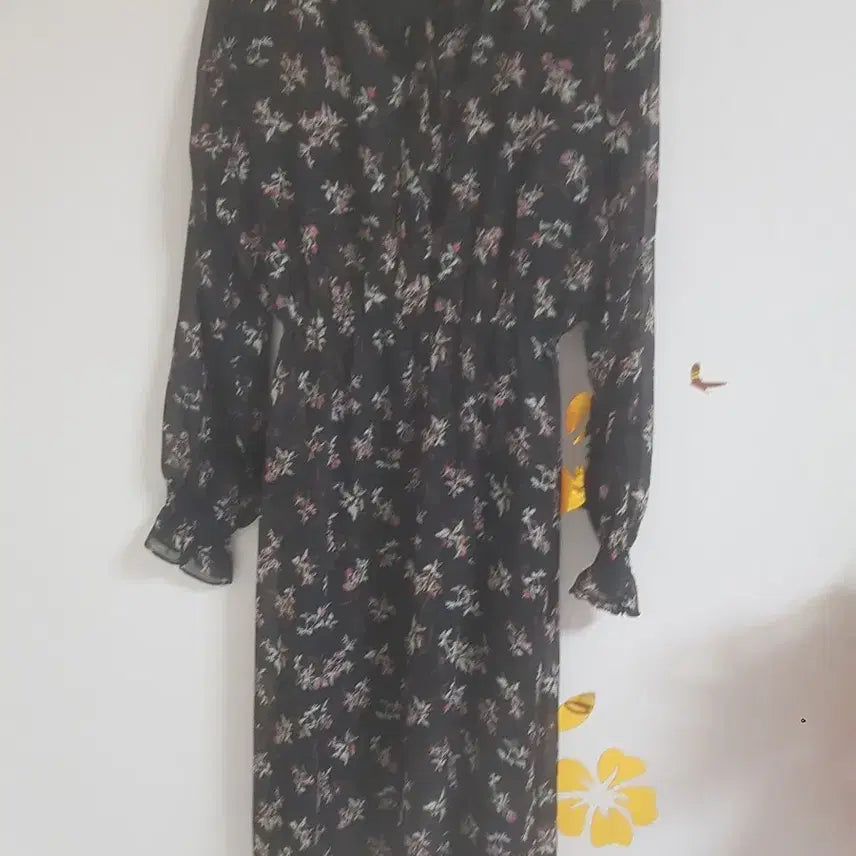 [BUNJANG] Floral Chiffon Long Dress (Size 55) / 플로럴 쉬폰 롱 원피스(55)