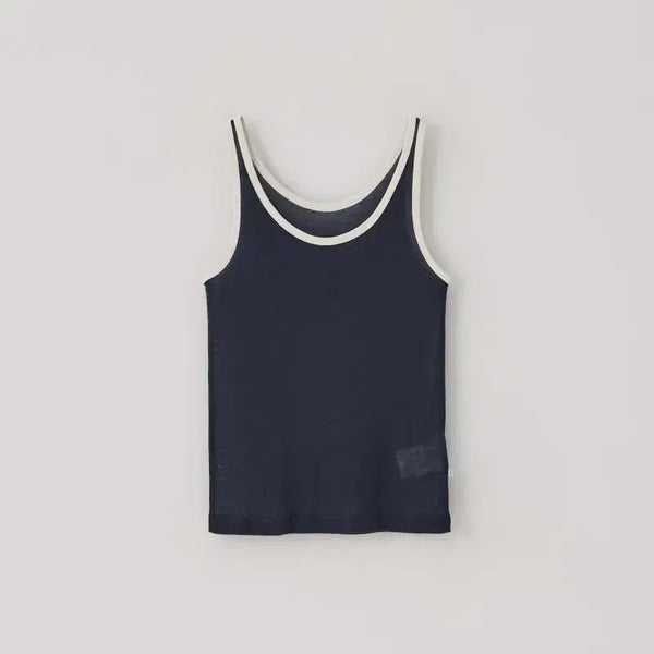 [BUNJANG] Thanat Outline Trim Sleeveless Navy / 타낫 아웃라인 트림 슬리브리스 네이비