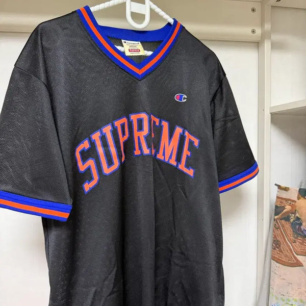[BUNJANG] Supreme x Champion Collaboration Short Sleeve Jersey Black M / 슈프림 챔피온 콜라보 반팔 저지 블랙