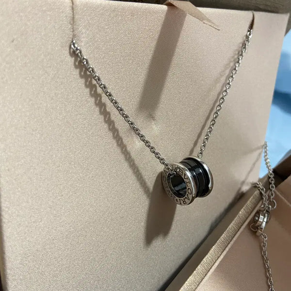 [BUNJANG] Bvlgari 925 Silver Black Ceramic Save the Children Unisex Necklace with Box Set / 불가리 925 실버 세라믹 목걸이 남녀공용 커플목걸이 박스풀세트