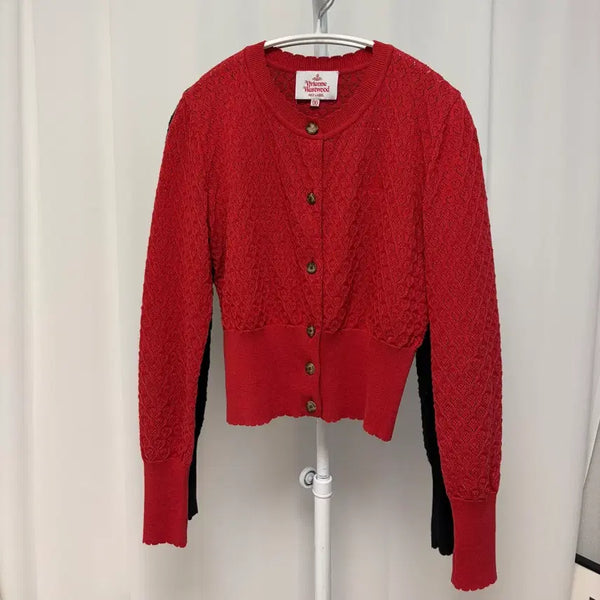 [BUNJANG] Vivienne Westwood Heart Pattern Cropped Cardigan / 비비안웨스트우드 하트패턴 크롭 가디건