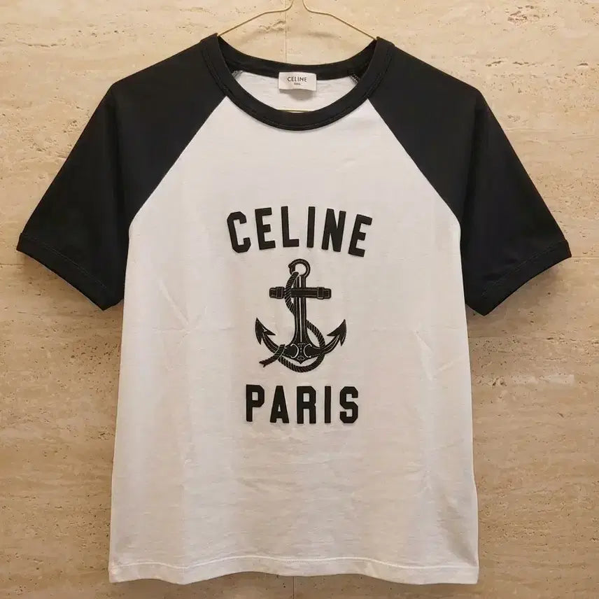 [BUNJANG] Celine Short Sleeve T-Shirt White/Black Anchor Logo Size M / 셀린느 반팔티 M (백화점 구매 정품)