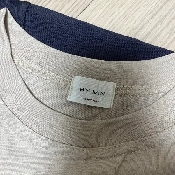 [BUNJANG] Bymin T-Shirt Set (Beige, Navy) / 바이민 티셔츠