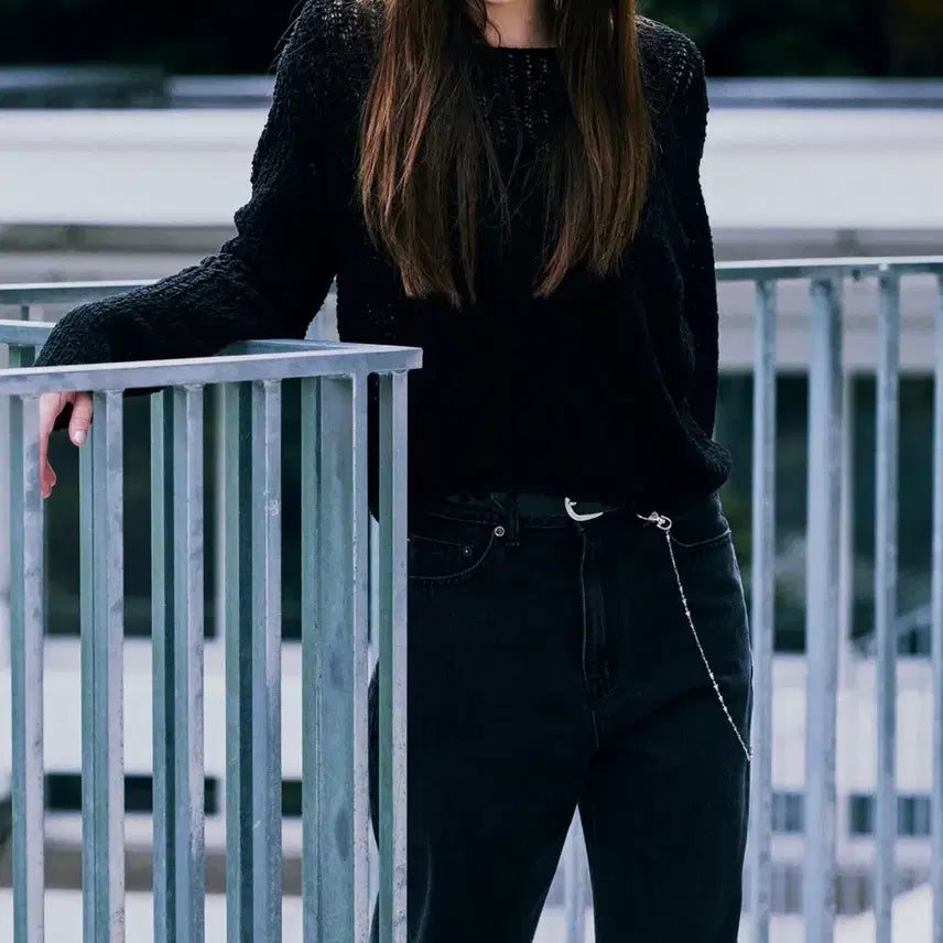 [BUNJANG] LOW CLASSIC Wave Cropped Sweater Black S / 로우클래식 wave cropped sweater 블랙 S