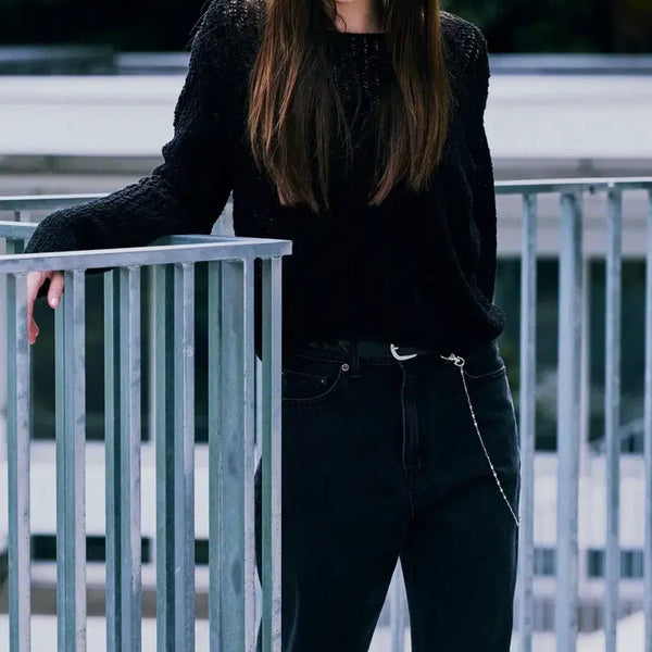 [BUNJANG] LOW CLASSIC Wave Cropped Sweater Black S / 로우클래식 wave cropped sweater 블랙 S