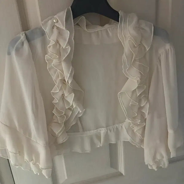 [BUNJANG] Theoria Vintage Japanese Chiffon Frill Bolero / 일본빈티지 theoria 시폰 프릴 볼레로
