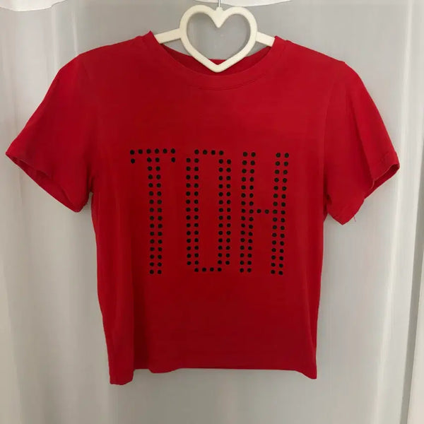 [BUNJANG] TOH Crop Short Sleeve T-Shirt Red / [TOH] 티오에이치 크롭 반팔티 레드